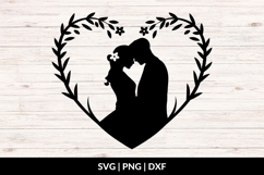 Bride And Groom Heart Floral Frame SVG Product Image 1