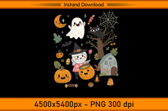 Cute Christmas Ghost Cat and Pumpkin Witch PNG Product Image 1