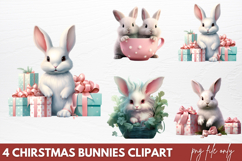 Chirstmas Bunnies Clipart PNG Product Image 1