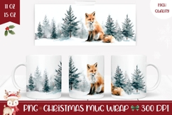 Watercolor Christmas Fox Mug, Winter Forest Mug Design Product Image 1
