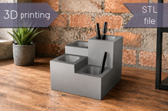 Pen Holder Stl, 3D printed desk organizer Product Image 1
