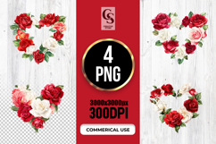 Watercolor Rose Heart Wreath Clipart Sublimation PNG Product Image 1