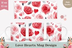 Watercolor Roses Mug Sublimation, Floral Mug Design Product Image 1