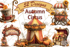 Autumn Circus Clipart Carnival Tent Fall PNG, Vintage Circus Product Image 1