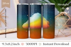 Rainbow Sky Tumbler Wrap Design, Stars Tumbler Sublimation Product Image 1