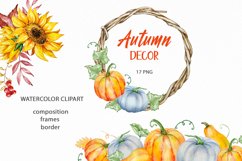 Watercolor Pumpkin Clipart, Autumn Pumpkins composition Product Image 1