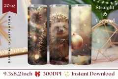 Christmas Hedgehog Tumbler Wrap, Christmas Tumbler Design Product Image 1