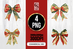 Watercolor Christmas Bow Clipart PNG Product Image 1