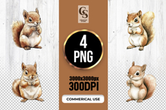 Watercolor Squirrel Forest Animal Clipart Sublimation PNG Product Image 1