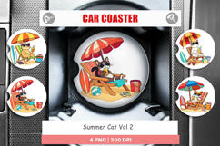 Car Coaster Summer Cat Product Image 1