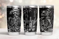 20oz Tumbler laser svg| Halloween Skeletons party wrap Product Image 1