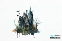 Watercolor Gothic House Clipart PNG Clipart Product Image 1