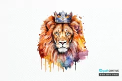 Watercolor King Lion Sublimation PNG Clipart Product Image 1