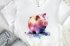 Watercolor Piggy Bank PNG Clipart Product Image 2