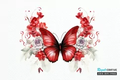 Floral Red Butterfly Couple PNG Clipart Product Image 1