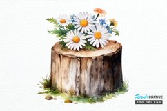 Flower Wooden Stump Watercolor Sublimation PNG Clipart Product Image 1