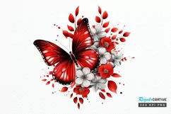 Floral Red Butterfly Couple PNG Clipart Product Image 1