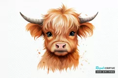 Baby Highland Cow Illustrations PNG Clipart Product Image 1