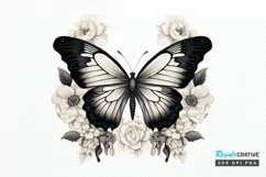 Floral Black Butterfly PNG Clipart Product Image 1