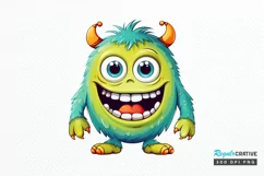 Cute Monster Watercolor Sublimation PNG Clipart Product Image 1