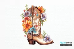 Western Floral Boots Sublimation PNG Clipart Product Image 1