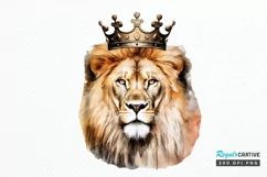 Watercolor King Lion Sublimation PNG Clipart Product Image 1