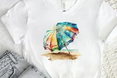Watercolor Beach Umbrella PNG Clipart Product Image 2