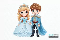 Cute Snow Princess and Prince PNG Clipart Product Image 1