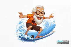 Funny Grandpa Surfing PNG Clipart Product Image 1