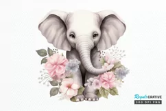 Flower Baby Elephant Sublimation PNG Clipart Product Image 1