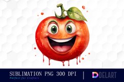 Watercolor Cute Tomato Happy Face Sublimation Art Product Image 1