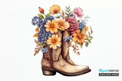 Western Floral Boots Sublimation PNG Clipart Product Image 1