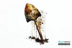 Watercolor Miner Pick Shovel PNG Clipart Product Image 1