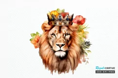 Watercolor King Lion Sublimation PNG Clipart Product Image 1