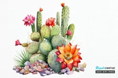 Cactus House Watercolor Sublimation PNG Clipart Product Image 1