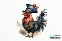 Rooster Pirate Watercolor Sublimation PNG Clipart Product Image 1