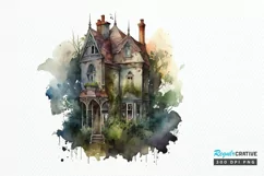Watercolor Gothic House Clipart PNG Clipart Product Image 1