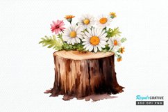 Flower Wooden Stump Watercolor Sublimation PNG Clipart Product Image 1