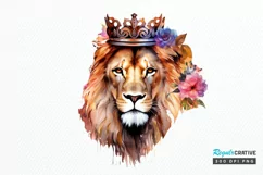 Watercolor King Lion Sublimation PNG Clipart Product Image 1