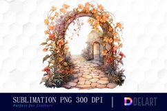 Watercolor Halloween Garden Path Sublimation Clipart Product Image 1