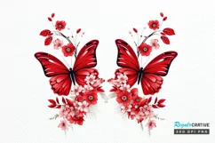 Floral Red Butterfly Couple PNG Clipart Product Image 1