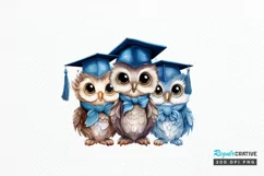 Graduation Owl Friends Sublimation PNG Clipart Product Image 1