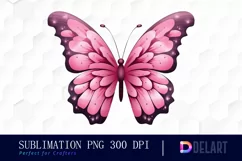 Watercolor Elegant Pink Butterfly Christmas PNG Clipart Product Image 1