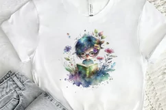 Watercolor Cute Bookworm Fairy PNG Clipart Product Image 2