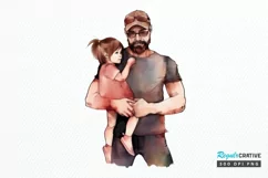 Dad and Daughter Father's Day PNG Clipart Product Image 1