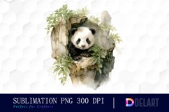 Watercolor Hiding Baby Panda Clipart Image Product Image 1