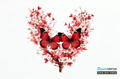 Floral Red Butterfly Couple PNG Clipart Product Image 1