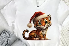Watercolor Christmas Cute Tiger PNG Clipart Product Image 2