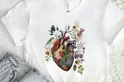 Watercolor Anatomical Floral Heart PNG Clipart Product Image 2