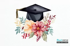 Floral Graduation Caps Sublimation PNG Clipart Product Image 1